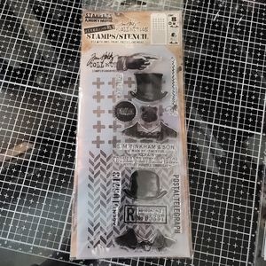 NEW Tim Holtz Mixed Media Stamps and Stencil Set #116